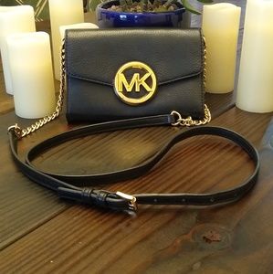 Michael Kors black leather cross body bag